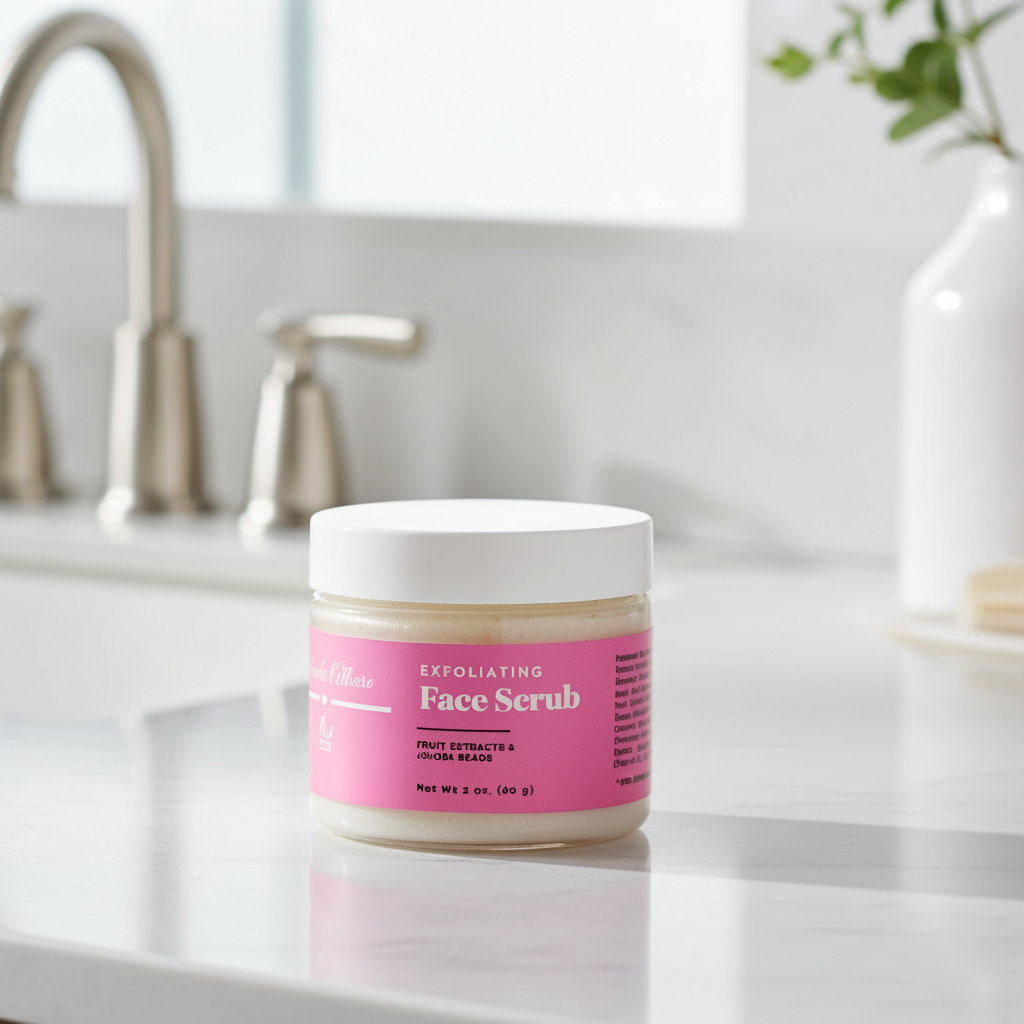 Instantly rejuvenate with our clean face scrub made from our blend of nourishing vitamins and fruit extracts. The aroma of vanilla, coconut and anise is sweet and soothes the skin during exfoliation.
This luxurious scrub contains jojoba beads, which are eco-friendly. We use sodium bicarbonate and jojoba esters that dissolve in water and break upon application providing a much gentler exfoliation for a refreshing, softer feel.