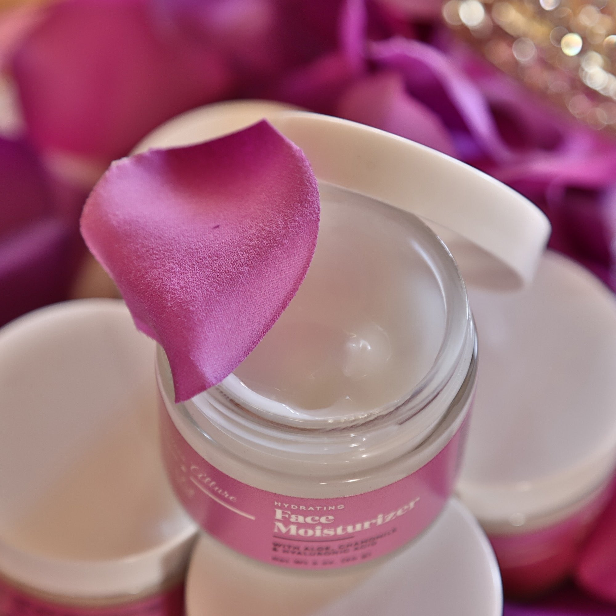 A Empress Allure sleek jar of our silky, hydrating face moisturizer designed to lock in moisture for a glowing and healthy-looking complexion.